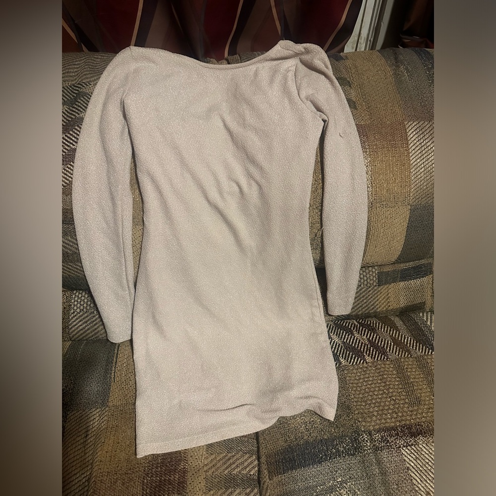 Long sleeve sparkly cream/white dress